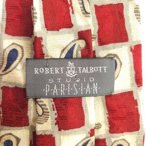 Robert Talbott Studio Red Beige Paisley Checkered Silk Tie 4" x 57.25" USA